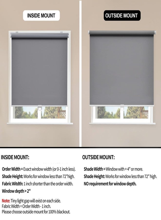 Sunoff Blackout Roller Shades Blinds Cordless for Windows Pull Down Room Darkening Door Blinds with Thermal Insulated Easy to Install for Living Room,Bedroom,Home,Office Bathroom Grey 34" W x 72" H - Image 3